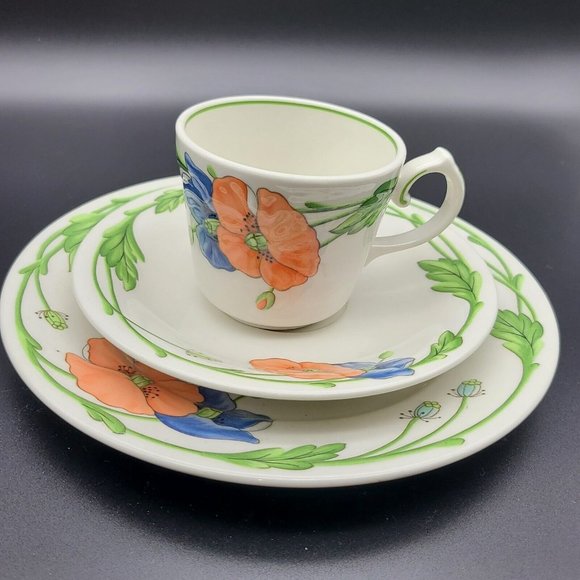 Villeroy Boch set of three (3) Amapola Tea Cup+Saucer+salad plate W.Germany new - Picture 1 of 12